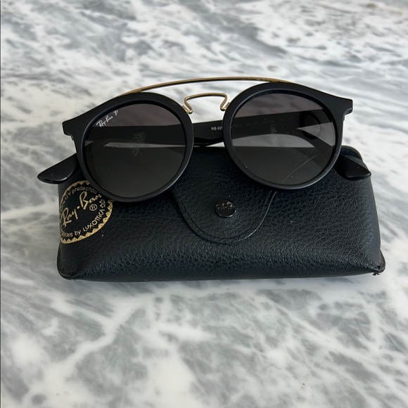 Ray-Ban Gatsby Polarized Black Sunglasses with Double Bridge - Picture 1 of 4